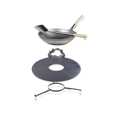 BBQ Disk Fire Plate with Wok Crown, Steel Wok and Spoon